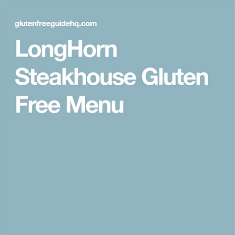 Longhorn Steakhouse Menu Gluten Free