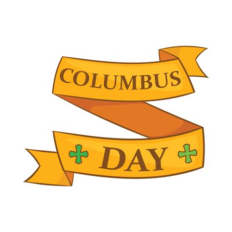 Columbus Day ribbon icon, cartoon style 14589360 Vector Art at Vecteezy