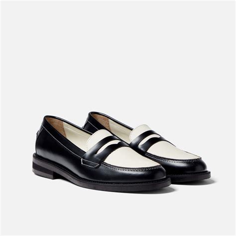 Wilde Black White Leather Penny Loafer Women S And Duke Dexter