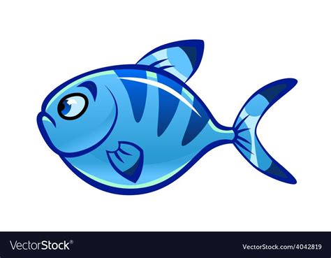 Cartoon blue fish vector image on VectorStock in 2023 | Fish vector ...