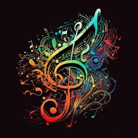 Premium Photo | A colorful music note with a black background