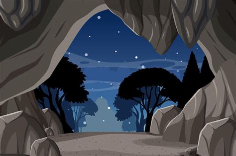 Premium Vector | Inside cave landscape in cartoon style