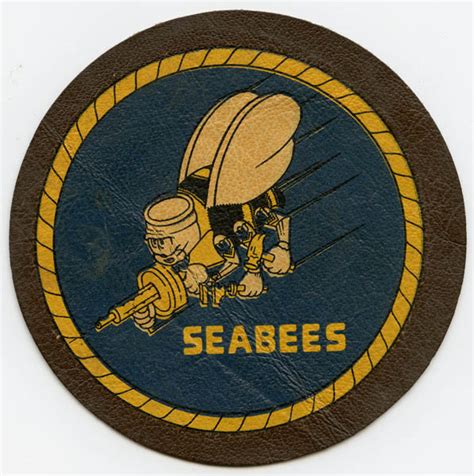 Ext Rare Large Wwii Us Navy Seabees Jacket Patch Decal On Leather