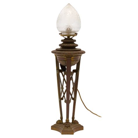 French Bronze 19th Century Converted Oil Lamp For Sale At 1stdibs