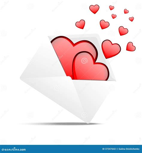 Envelope Corações Ao Dia De Saint Valentin Ilustração do Vetor