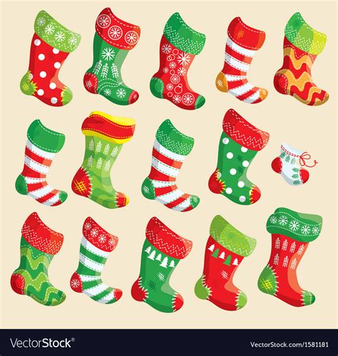 Set Of Various Christmas Stockings Royalty Free Vector Image