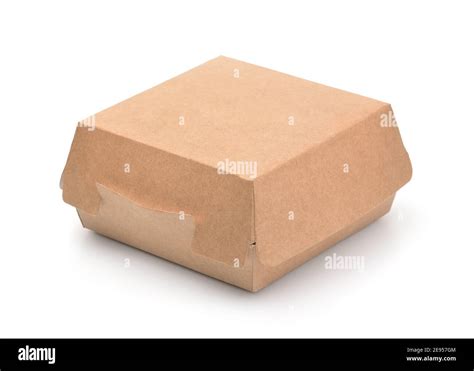 Brown Paper Takeaway Burger Box Isolated On White Stock Photo Alamy