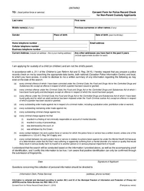 Fillable Online Ontariocourtforms On Ontario Consent Form For Police