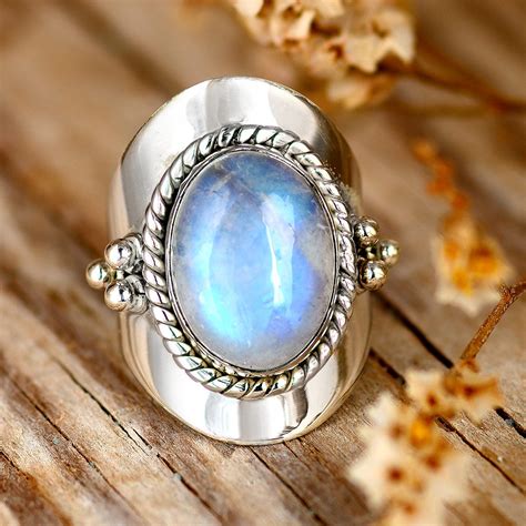 Boho Moonstone Ring Sterling Silver Boho Magic Jewelry