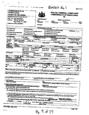 Fillable Online Police Criminal Complaint Commonwealth Of Pennsylvania