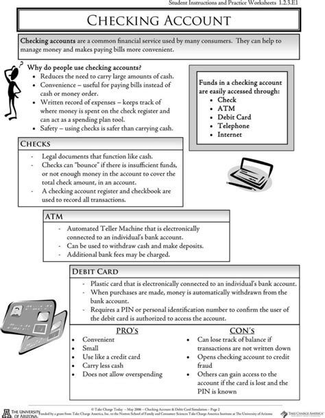 Checking Account Comparison Worksheets