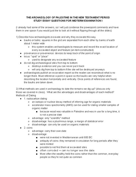 Copy Of Reli Midterm The Archaeology Of Palestine In The New