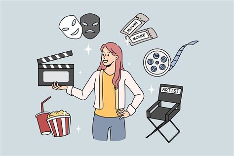 Woman Director Of Movie Production Holding Film Clapper Vector Concept