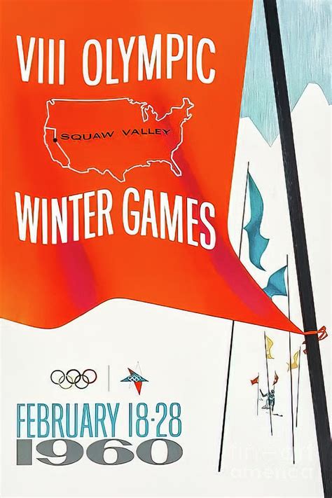 Squaw Valley California 1960 Winter Olympic Ski Poster Drawing By M G Whittingham Fine Art America