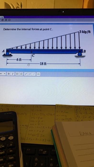 Solved Determine The Internal Forces At Point C 13 Kip Ft 6 Chegg