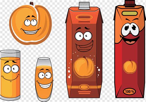 Cartoon Style Packaging With Apricot Juice Png PNGWing