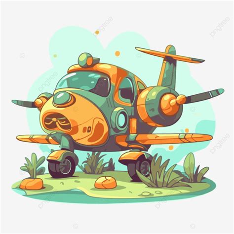 Aircraft Clipart Cartoon Retro Style Plane Vector Aircraft Clipart