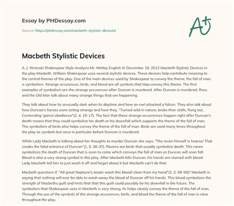 Macbeth Stylistic Devices (400 Words) - PHDessay.com