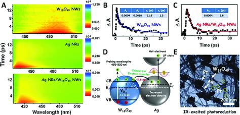 A Ultrafast Transient Absorption Ta Spectra Of W O Nws Ag