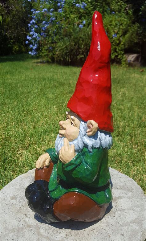 Large 12 Gnome Garden Gnome 100 Solid Cement Garden Etsy