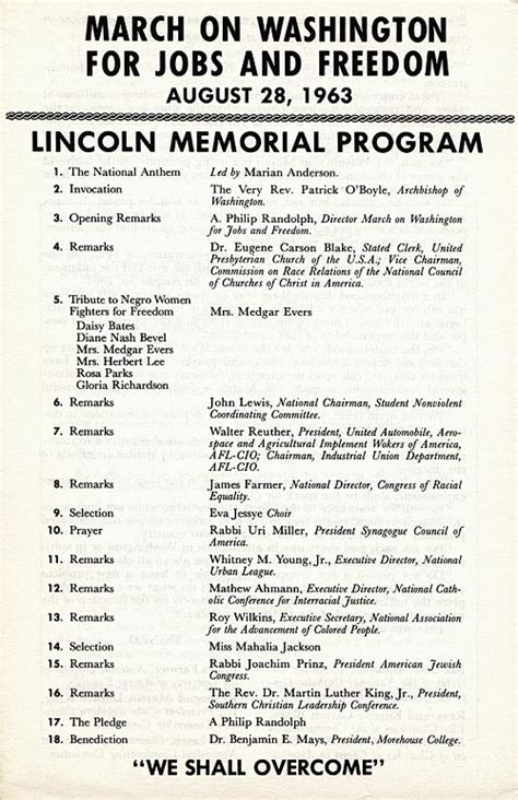 Official Program For The March On Washington 1963 National Archives