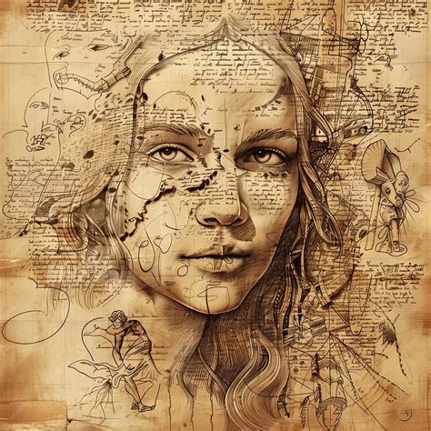 Premium Photo A Drawing Of A Womans Face On A Piece Of Paper