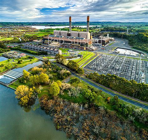 Huntly Power Station Beside The Waikato River Coal Fired Power Station