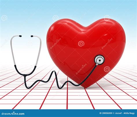 3d Heart Medical Examination with Stethoscope Stock Illustration ...