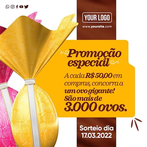 Promoção de sorteio de páscoa de feed de mídia social PSD Premium