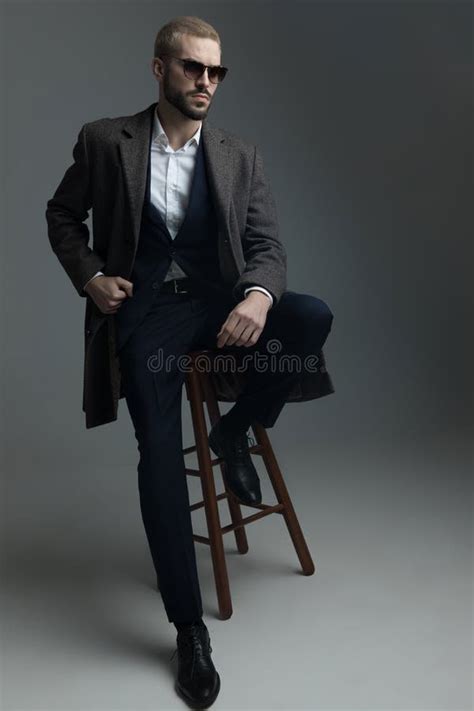 Blonde Guy Holding His Arm On Knee Stock Photo Image Of Beard Cool