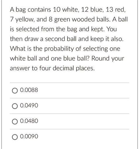 A Bag Contains White Blue Red Yellow And Green Wooden