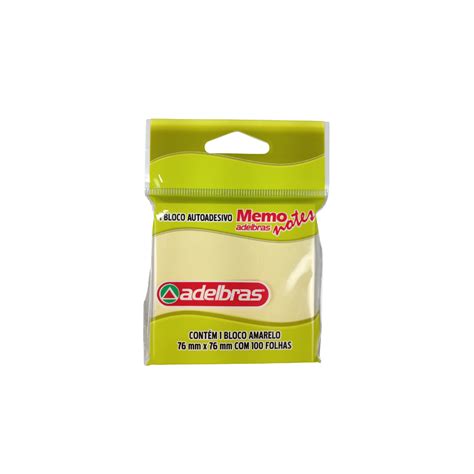 BLOCO ADESIVO POST IT AMARELO MEDIO 76X76MM ADELBRAS Soluções em