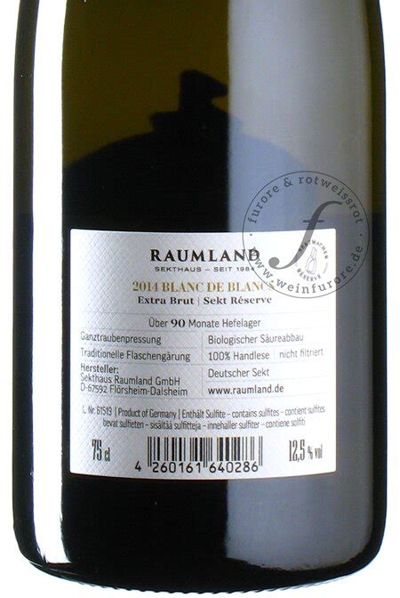 Blanc De Blancs Reserve Sekt Extra Brut 2014 Raumland Weinfurore