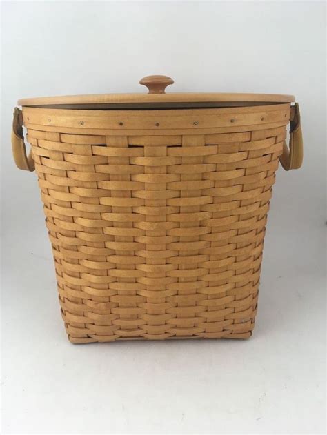 Longaberger Medium Oval Waste Basket W Protector And Lid Waste