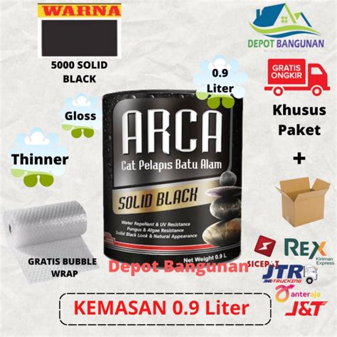 Jual Pelapis Batu Alam Cat Batu Alam ARCA 5000 SOLID BLACK 0 9 Liter