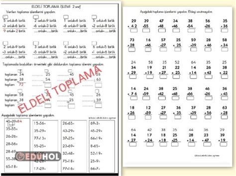 Eldeli Toplama Çalışma Kağıdı Eduhol Etkinlik İndir Oyun Oyna