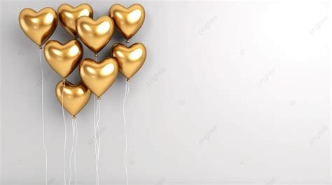 Racimo De Globos Dorados En Forma De Corazón Contra Un Fondo De Pared