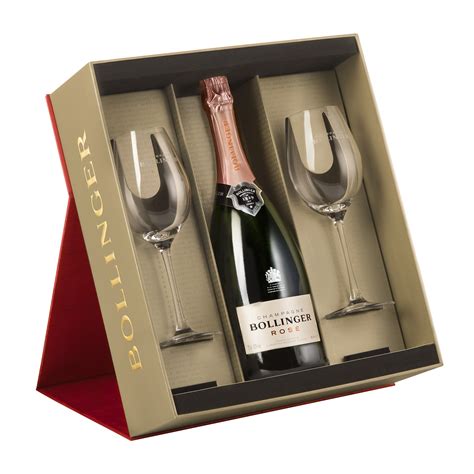 Buy For Home Delivery Bollinger Rose Champagne And 2 Branded Glasses