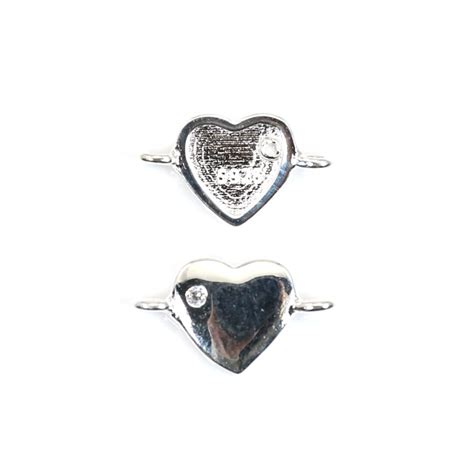 Distanziatore A Cuore X Mm Strass E Argento Rodio Cr Ation Bijoux