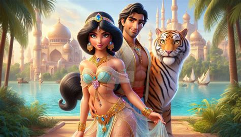 Sexy Princess Jasmine With Aladdin And Rajah By Princessloverkhan On