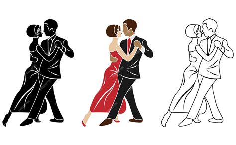 Silueta De Pareja Bailando Tango Ilustración Vectorial Eps10 Vector