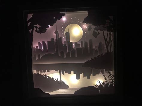 Customised City Skyline Shadow Box Led Etsy