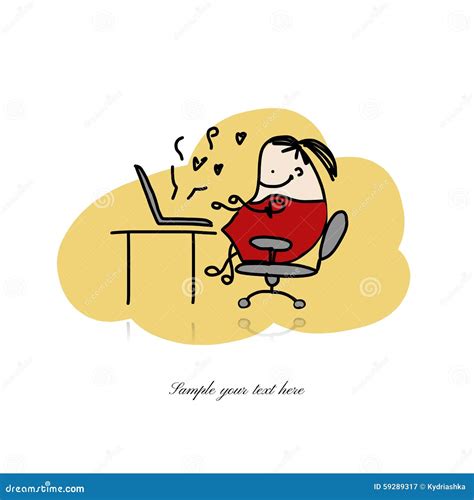 Programmer Woman At Work Sketch For Your Design Stock Vector