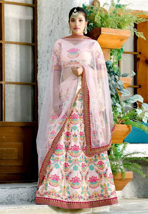 Buy Peach Color Silk Indian Wedding Lehenga Choli In Uk Usa And Canada