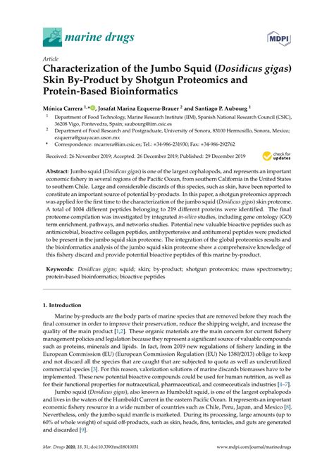 Pdf Characterization Of The Jumbo Squid Dosidicus Gigas Skin By