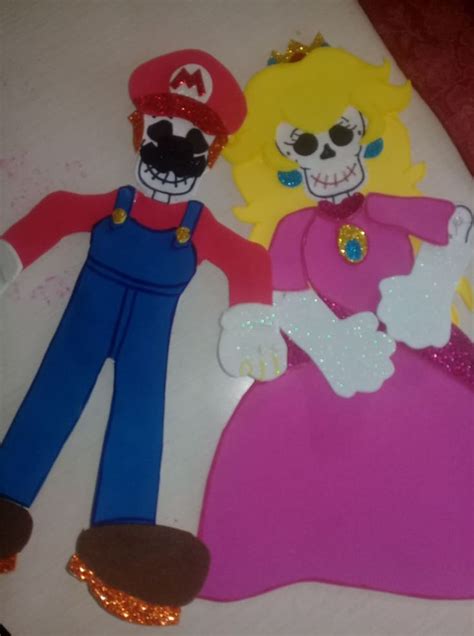 Calaveras Vestidas Peach Y Mario Manualidades Calaveras Para Vestir