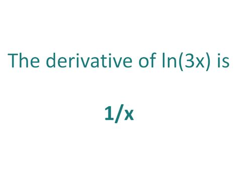 The Derivative of ln(3x) - DerivativeIt