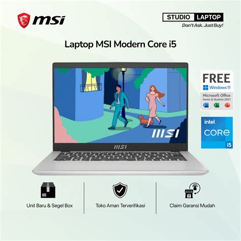 Jual MSI Modern 14 C12MO Core I5 1235U Iris Xe RAM 8GB 16GB 512GB SSD