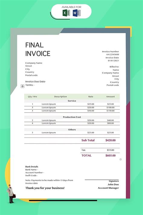 Invoice Templates For Word And Excel Free Download