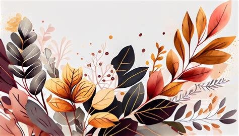 Premium Ai Image Autumn Flower Watercolor Art Background Generative